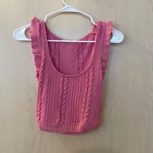 Zara pink crochet knit ruffle sleeveless tank